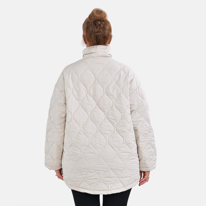 Tamsy Long Sleeve Quilted Warm Coat with Two Exterior Pockets (Size XL 20-22) - Beige 7572246 2