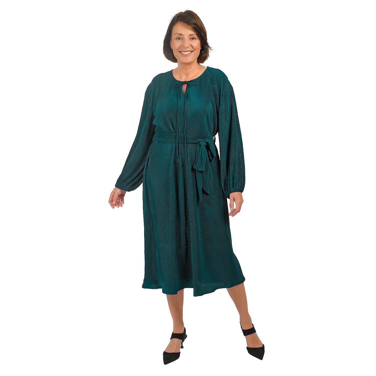 Tamsy Belted Plisse Midi Dress V32734259 0