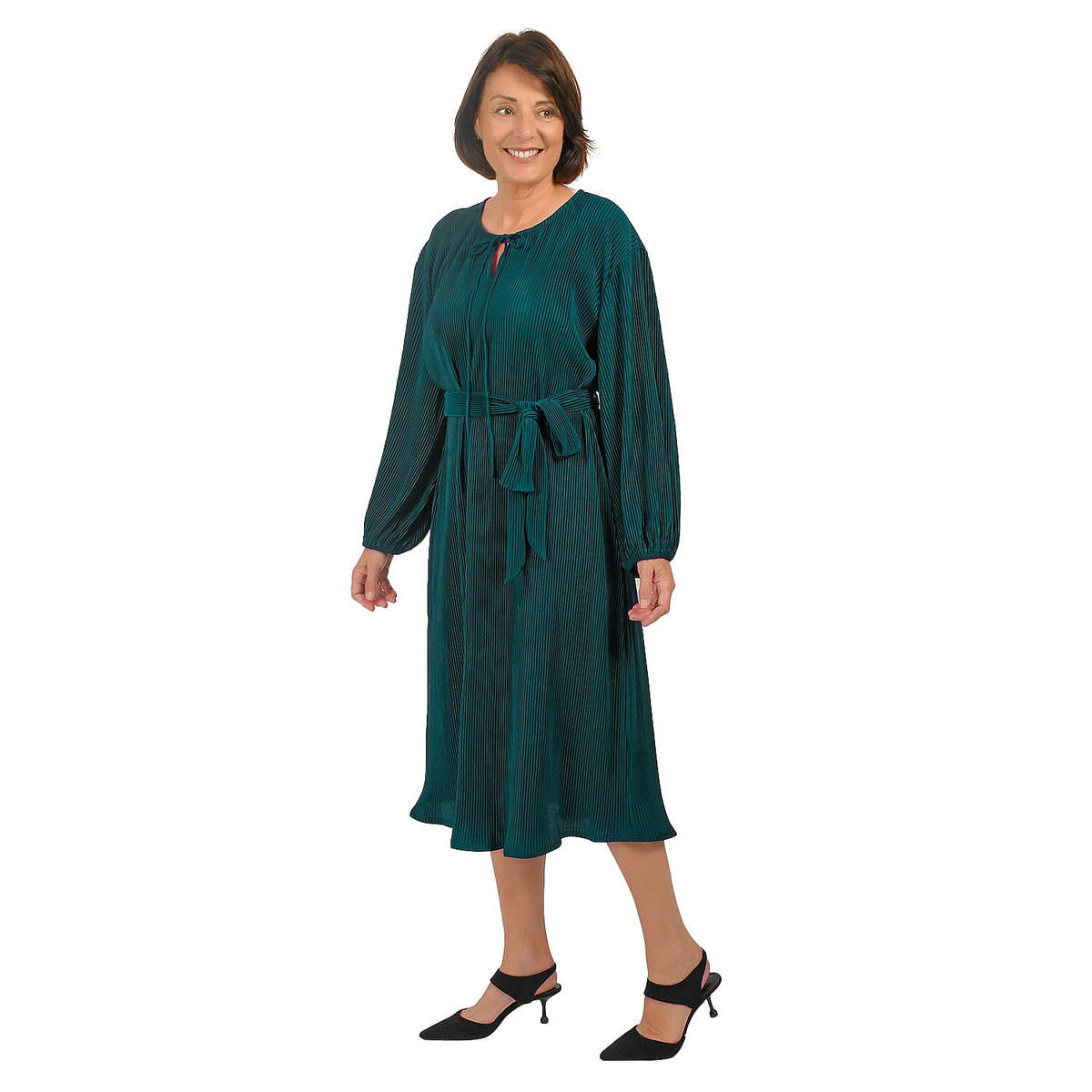 Tamsy Belted Plisse Midi Dress V32734259 3