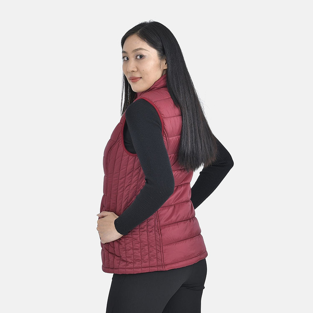 TAMSY Padded Gilet with 2 Side Zippered Pockets (Size L, 16-18) - Cranberry