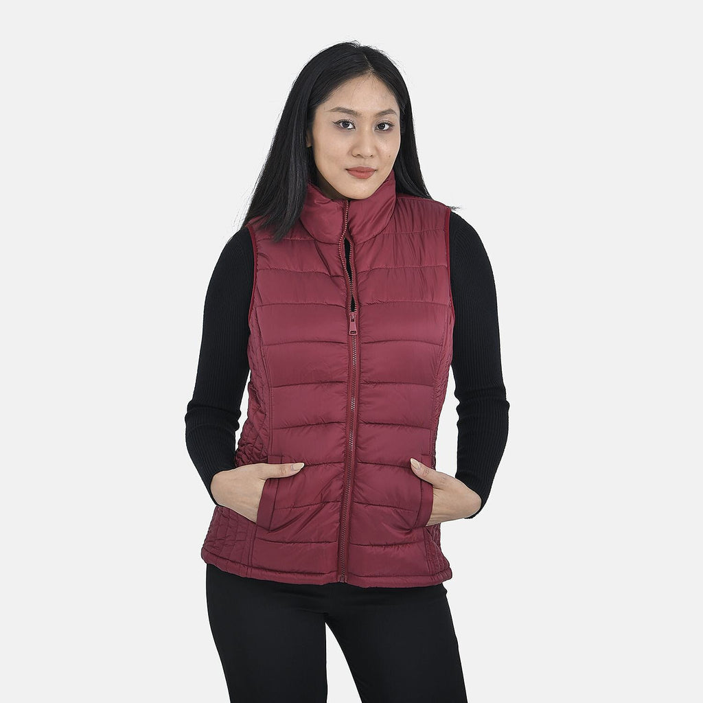TAMSY Padded Gilet with 2 Side Zippered Pockets (Size L, 16-18) - Cranberry