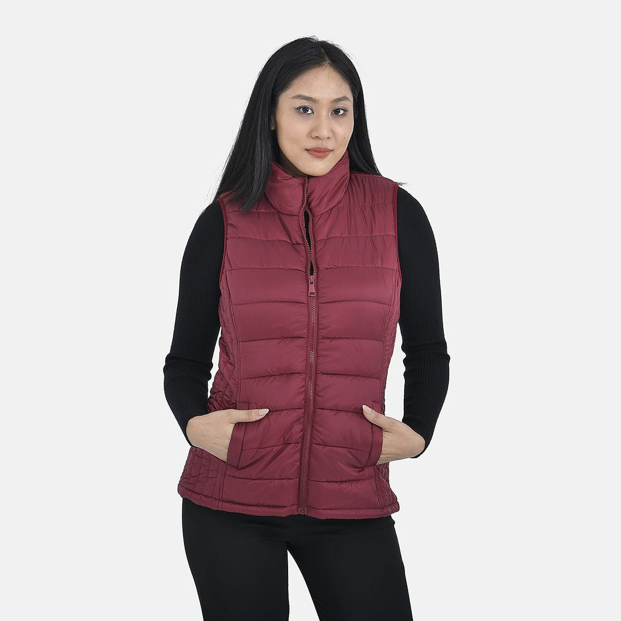 TAMSY Padded Gilet with 2 Side Zippered Pockets  - Cranberry 3888785 4