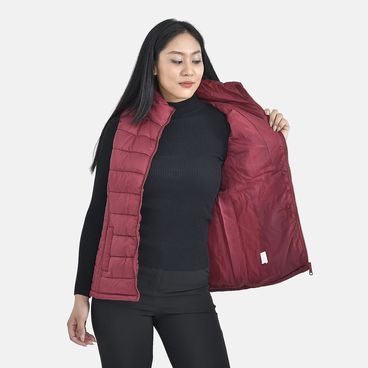 TAMSY Padded Gilet with 2 Side Zippered Pockets  - Cranberry 3888785 5