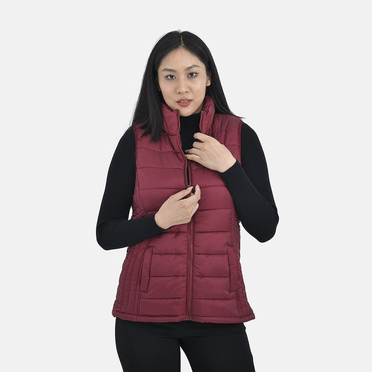 TAMSY Padded Gilet with 2 Side Zippered Pockets  - Cranberry 3888785 6