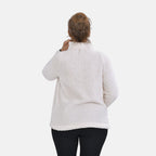 Half Zip Sherpa Sweatshirt With Handy Kangaroo Pocket (Size L) - White