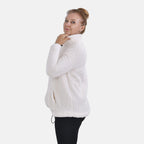Half Zip Sherpa Sweatshirt With Handy Kangaroo Pocket (Size L) - White