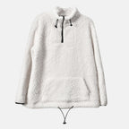 Half Zip Sherpa Sweatshirt With Handy Kangaroo Pocket (Size L) - White