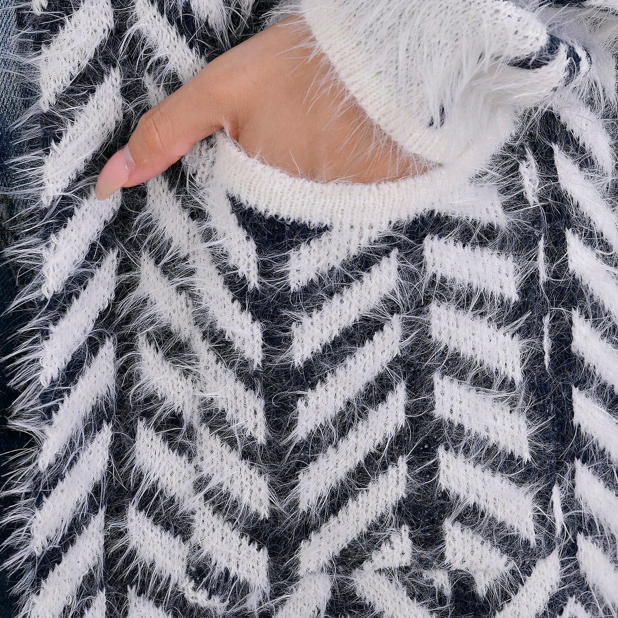 Tamsy Winter Coatigan with Hoodie (Size 8-20) Navy &amp; White 7808004 5