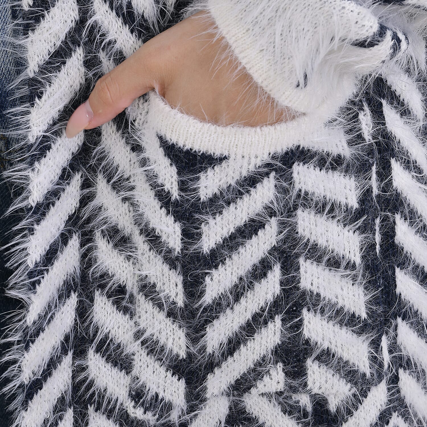 Tamsy Winter Coatigan with Hoodie (Size 8-20) Navy &amp; White 7808004 5