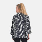 Zebra Print Stretchable Jersey Top with Stacked Collar (One Size 8-18) - Black & White