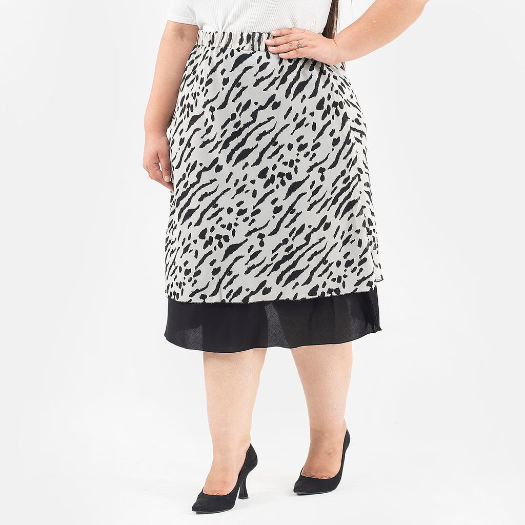Tamsy Printed Reversible Skirt (Size L,16-18) - White