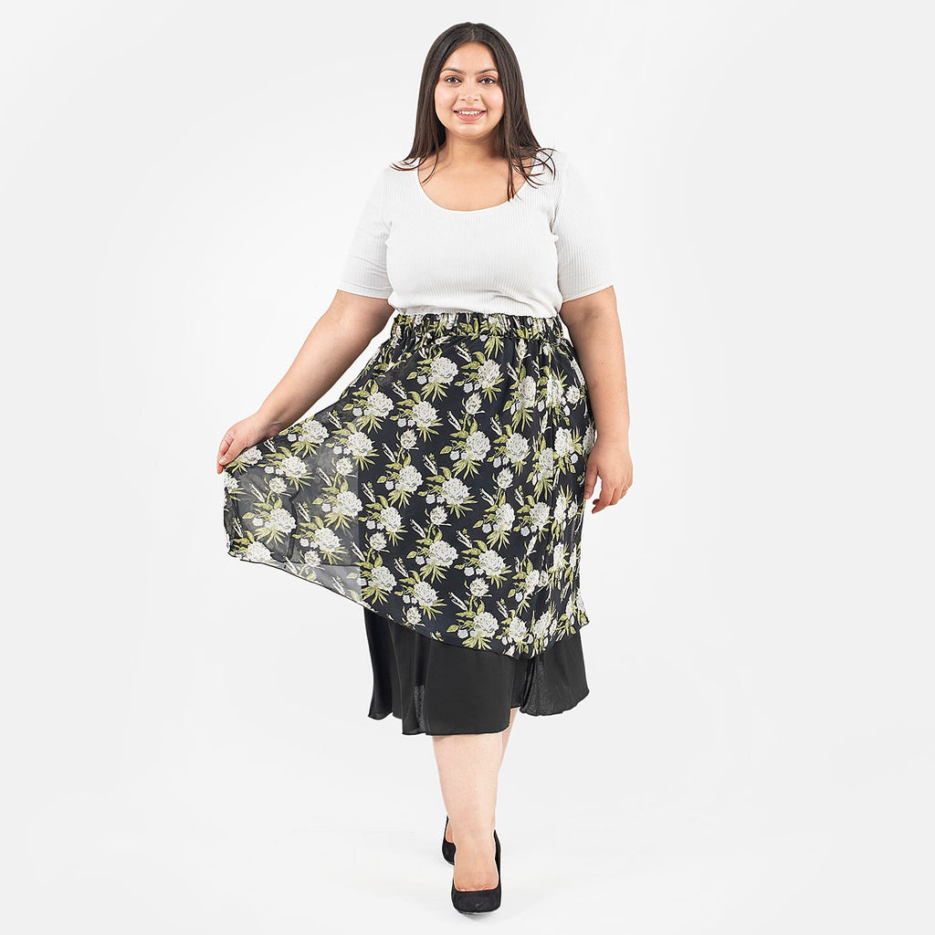Tamsy Printed Reversible Skirt (Size M,12-14) - Black