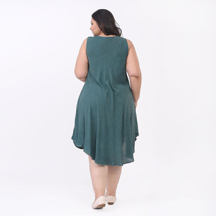 TAMSY Sequin Floral Embroidery Umbrella Dress  - Green 7263538 2