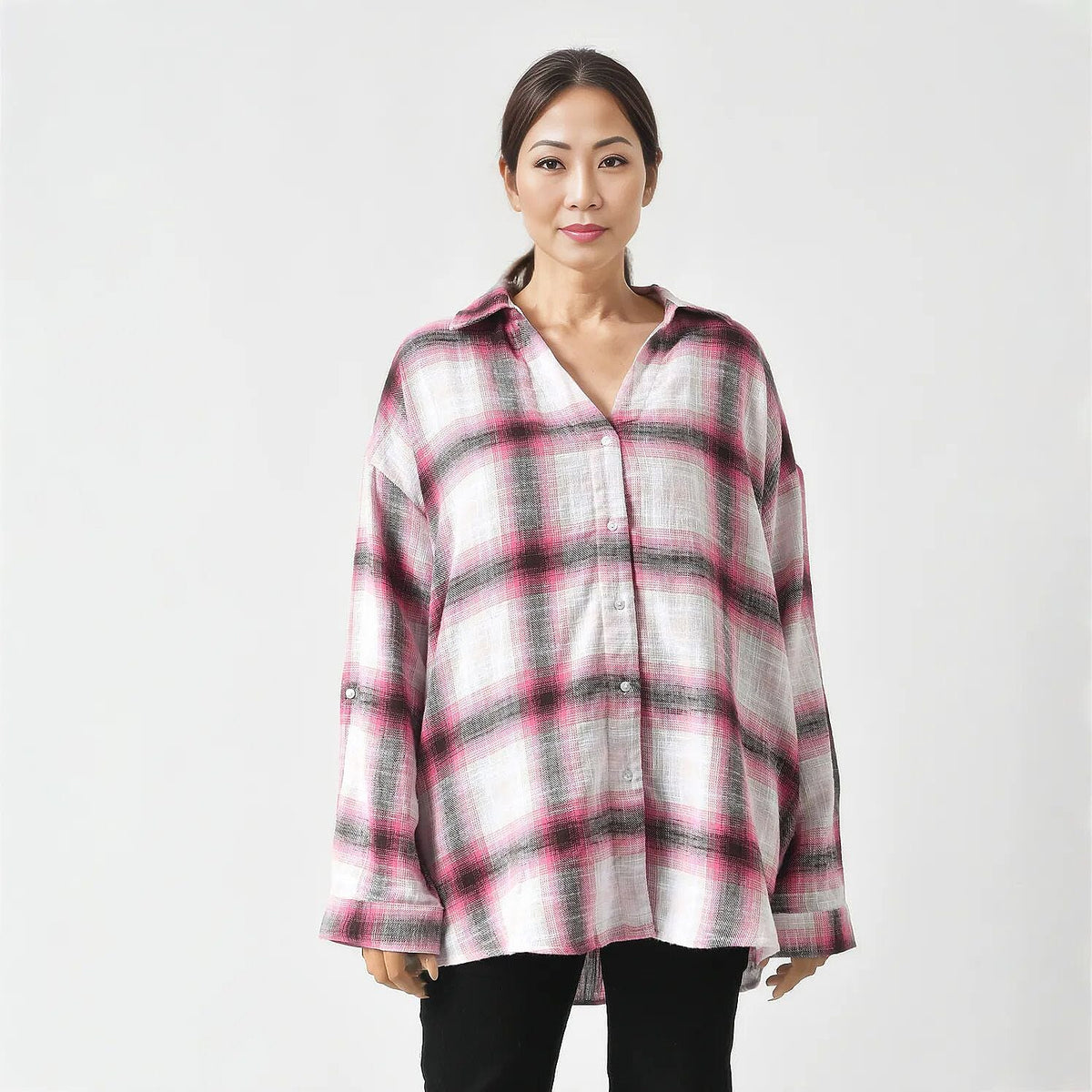 La Marey Pure Cotton Check Pattern Shirt with Two Pockets 7764091 4
