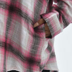 LA MAREY 100% Cotton Y-D Check Pattern with Side Two Pocket Shirt (Size M 12 - 14) - Pink