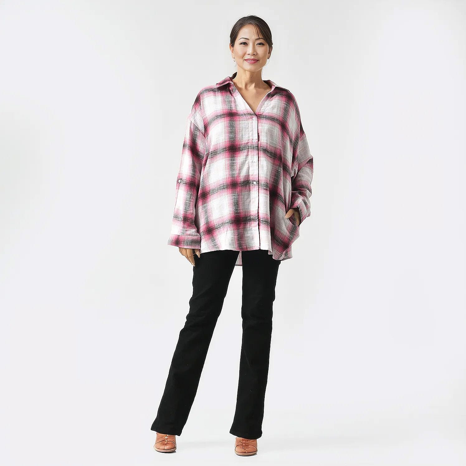 La Marey Pure Cotton Check Pattern Shirt with Two Pockets 7764092 0