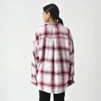 LA MAREY 100% Cotton Y-D Check Pattern with Side Two Pocket Shirt (Size L 16 - 18) - Pink
