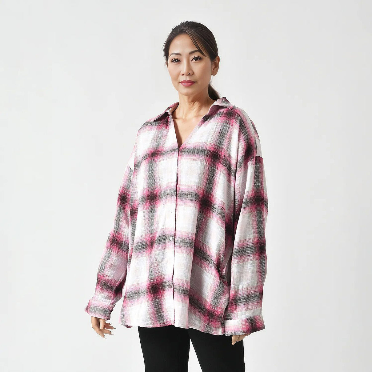 La Marey Pure Cotton Check Pattern Shirt with Two Pockets 7764092 3