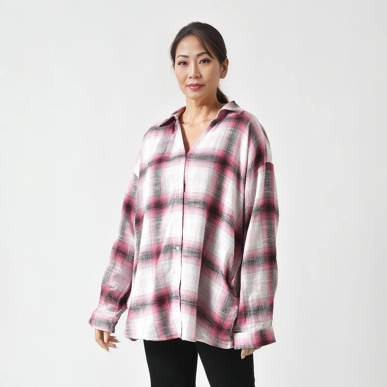 La Marey Pure Cotton Check Pattern Shirt with Two Pockets 7764092 3
