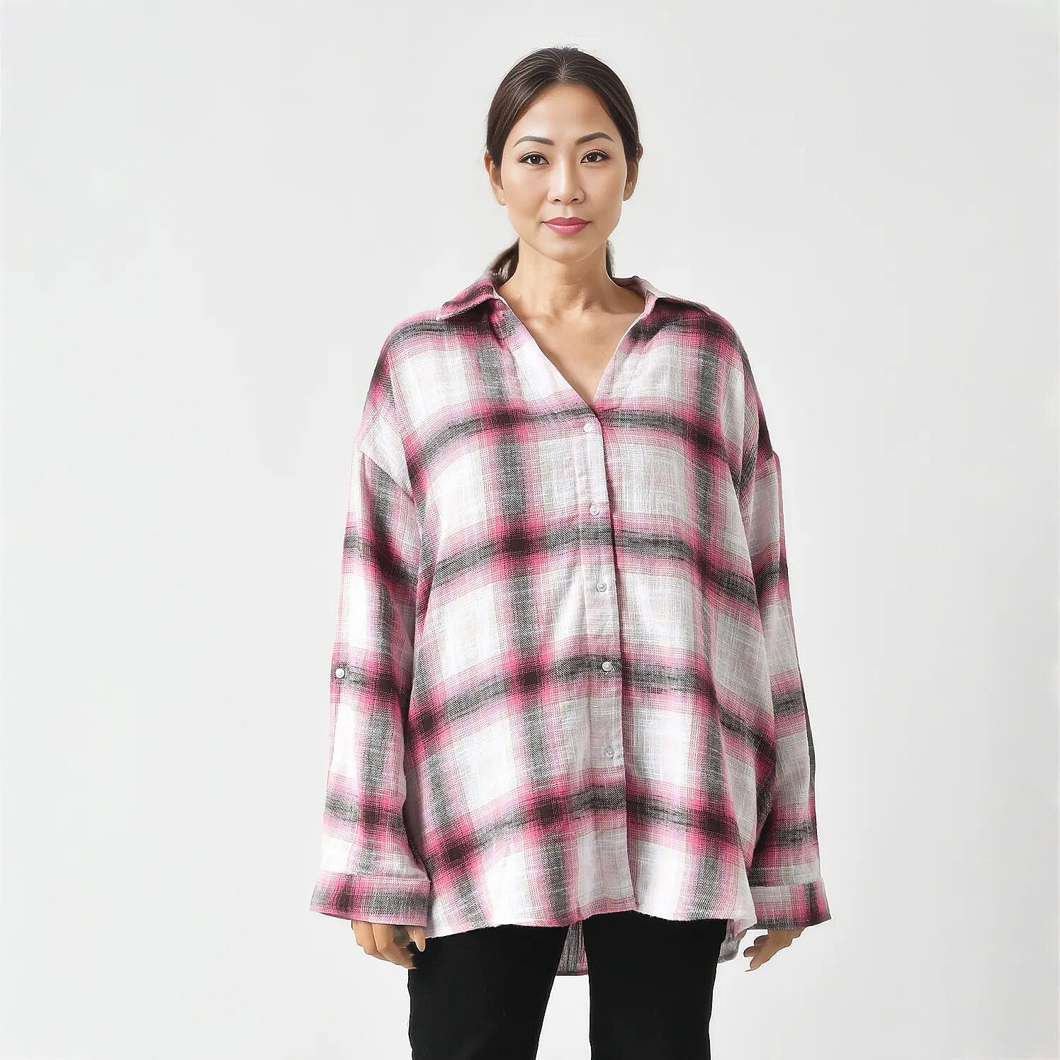 La Marey Pure Cotton Check Pattern Shirt with Two Pockets 7764092 4