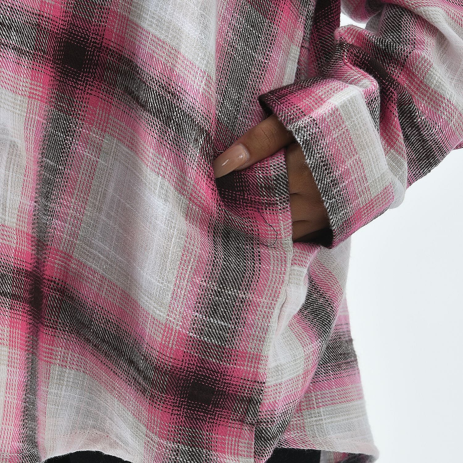 La Marey Pure Cotton Check Pattern Shirt with Two Pockets 7764092 6