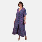 Tamsy Silk Like Floral with Paisley Print Embroidered Dress (One Size, 8-18) - Pink