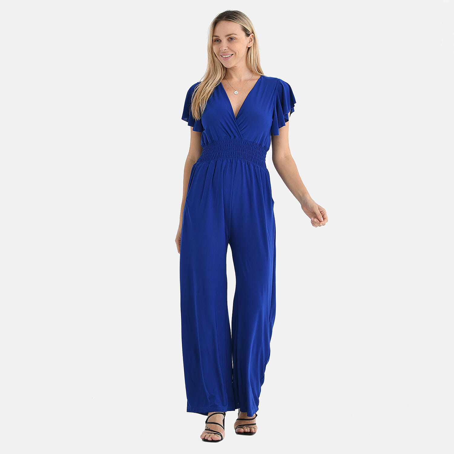 Tamsy Smocked Waist Stretch Jersey Wide Leg Jumpsuit 8098674 0