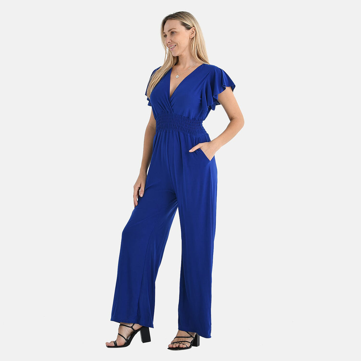 Tamsy Smocked Waist Stretch Jersey Wide Leg Jumpsuit 8098674 4