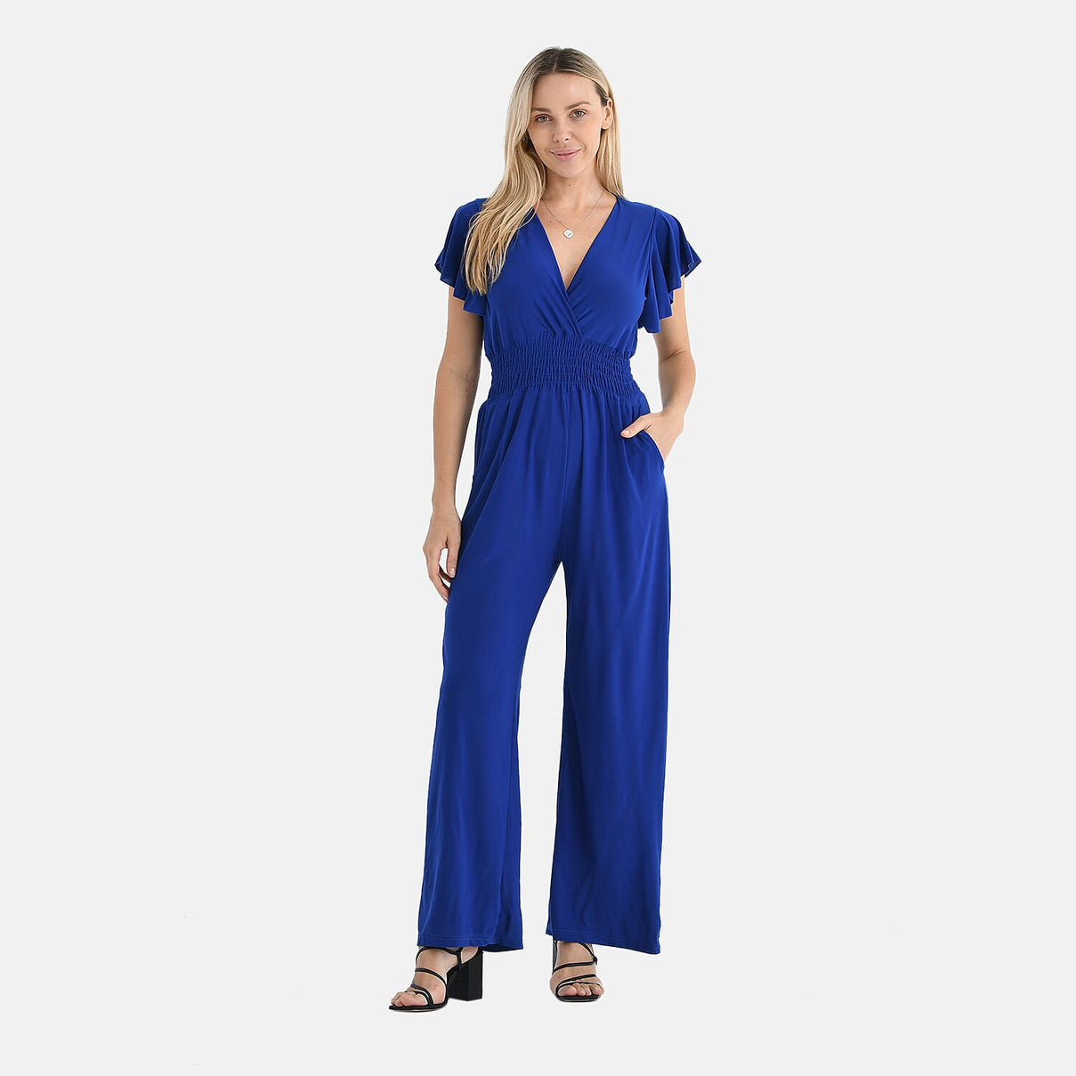 Tamsy Smocked Waist Stretch Jersey Wide Leg Jumpsuit 8098674 5