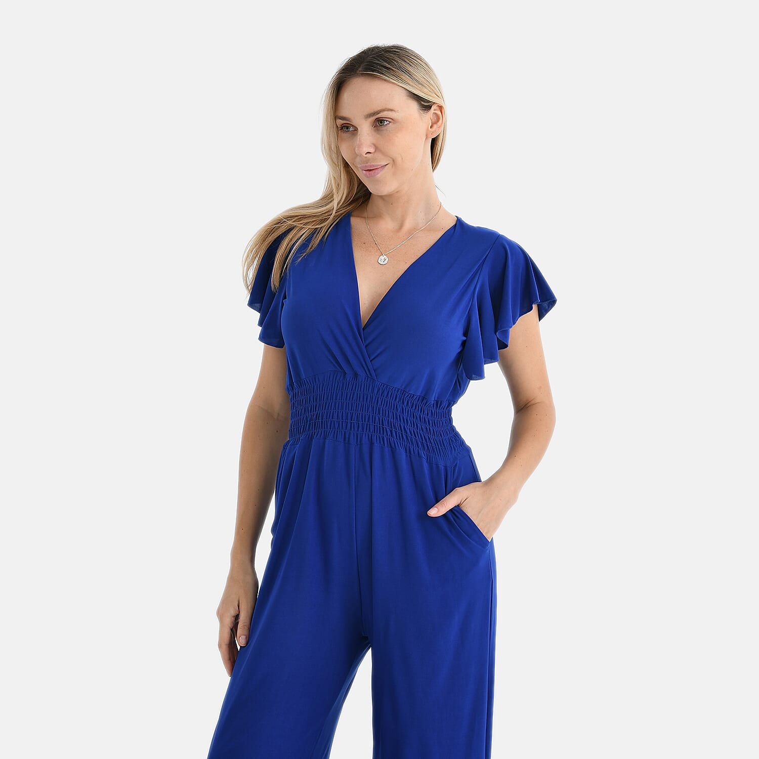 Tamsy Smocked Waist Stretch Jersey Wide Leg Jumpsuit 8098674 6