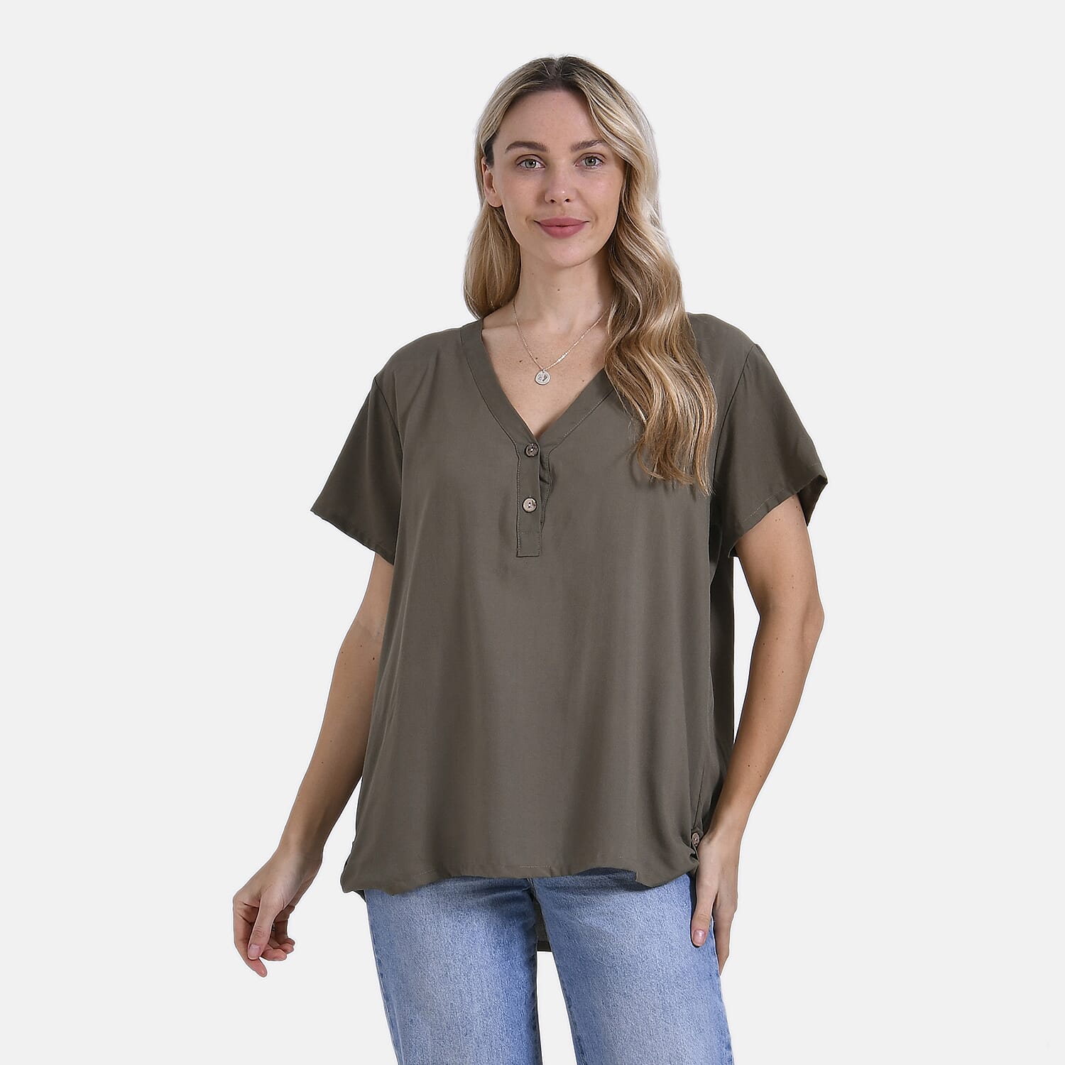 Tamsy Solid Blouse (Size 74x1 cm) - Green - Green 8028259 0