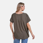Tamsy Short Frill Sleeve V-Neck Relaxed fit Blouse (Size S-M) - Green