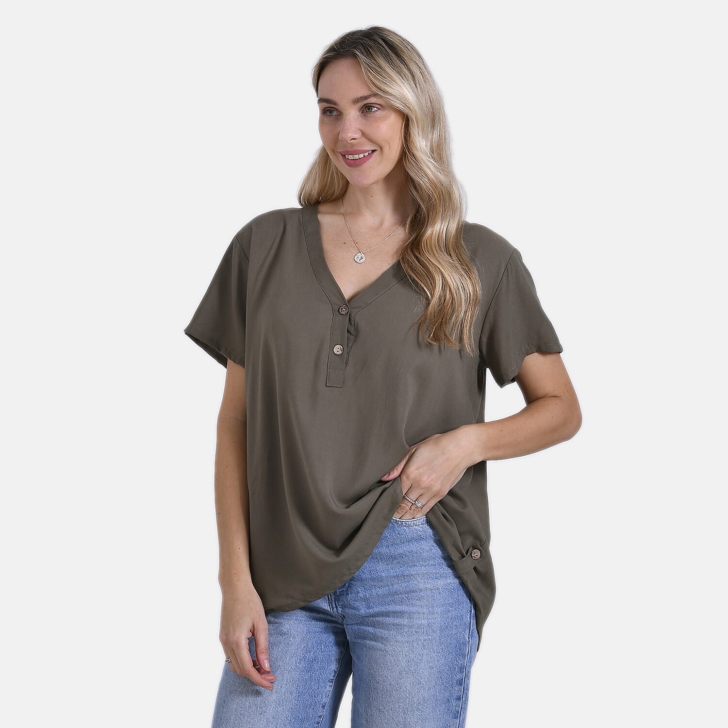 Tamsy Solid Blouse (Size 74x1 cm) - Green - Green 8028259 3