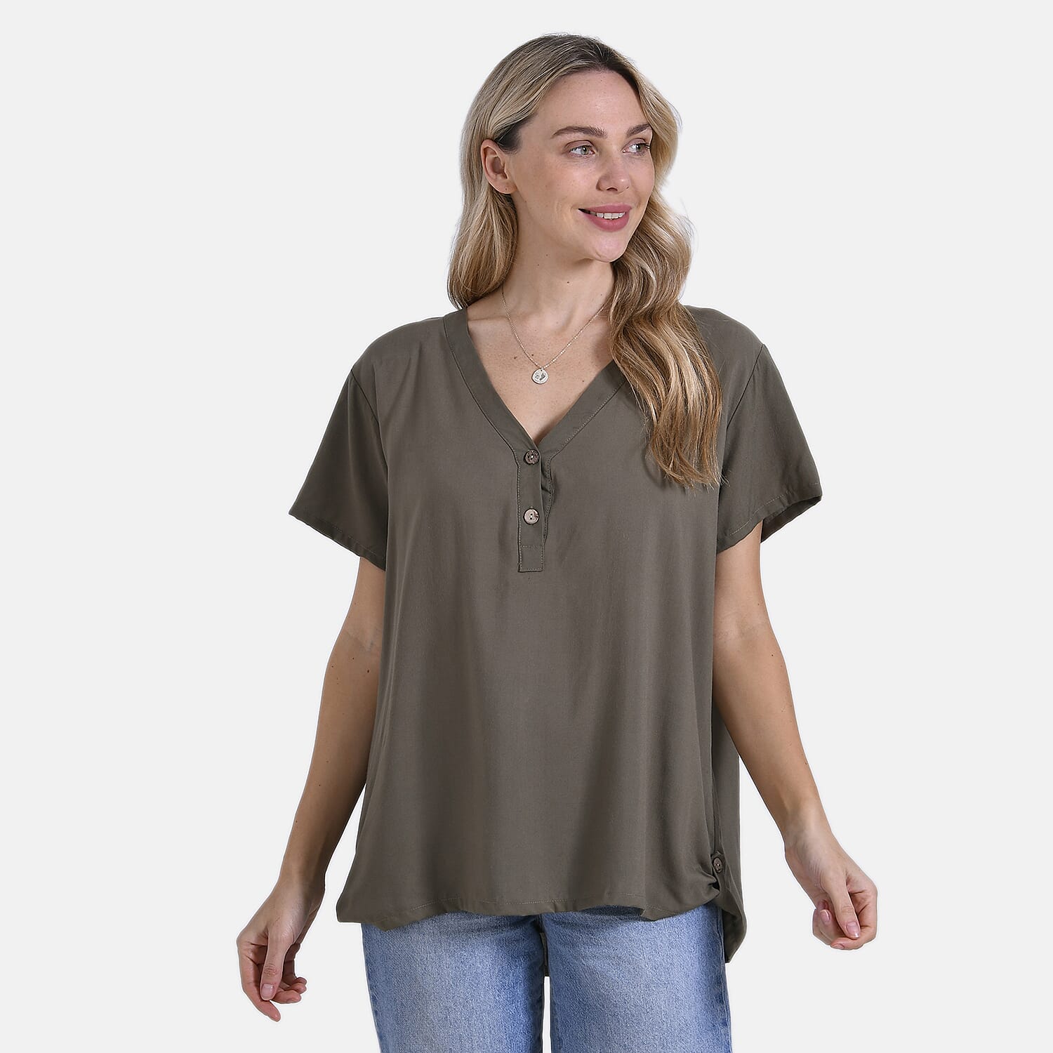 Tamsy Solid Blouse (Size 74x1 cm) - Green - Green 8028259 4
