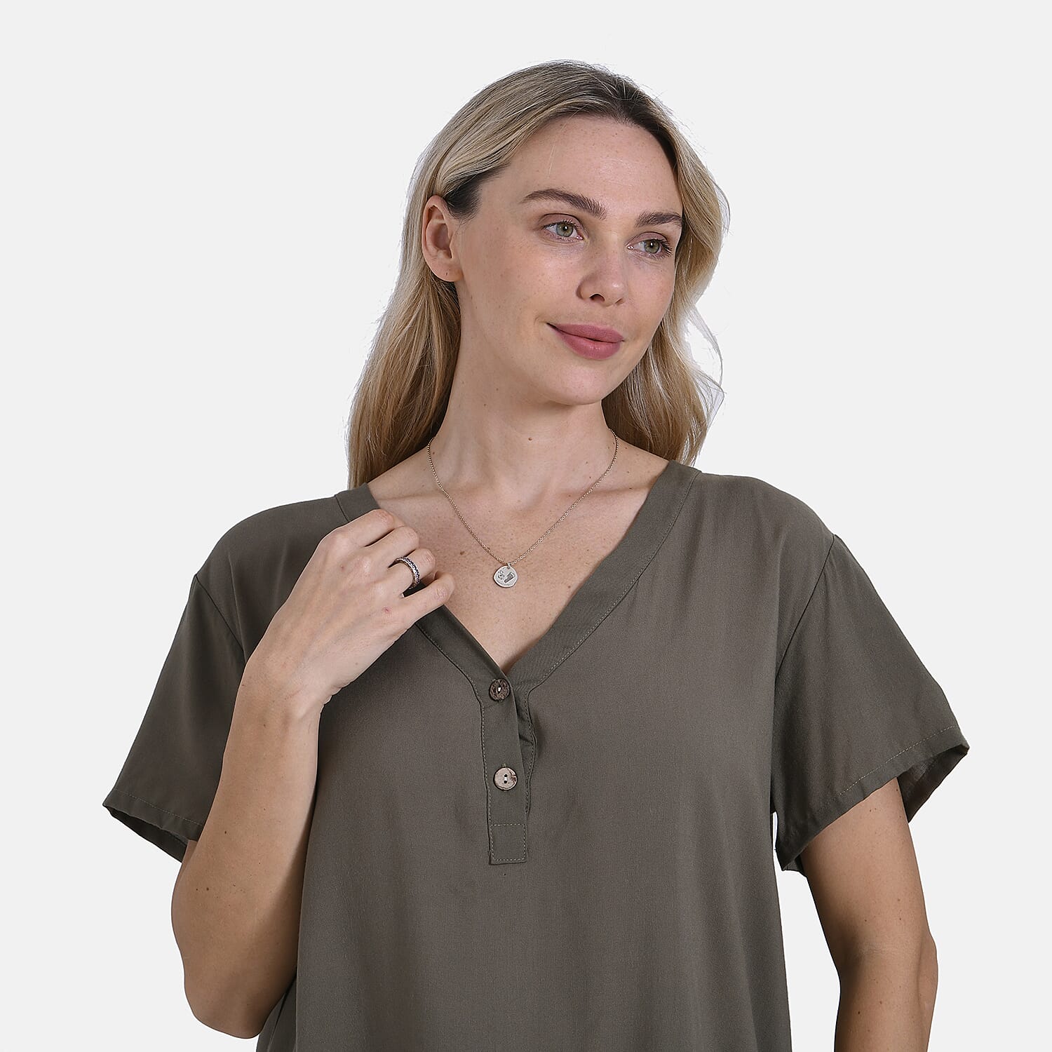 Tamsy Solid Blouse (Size 74x1 cm) - Green - Green 8028259 5