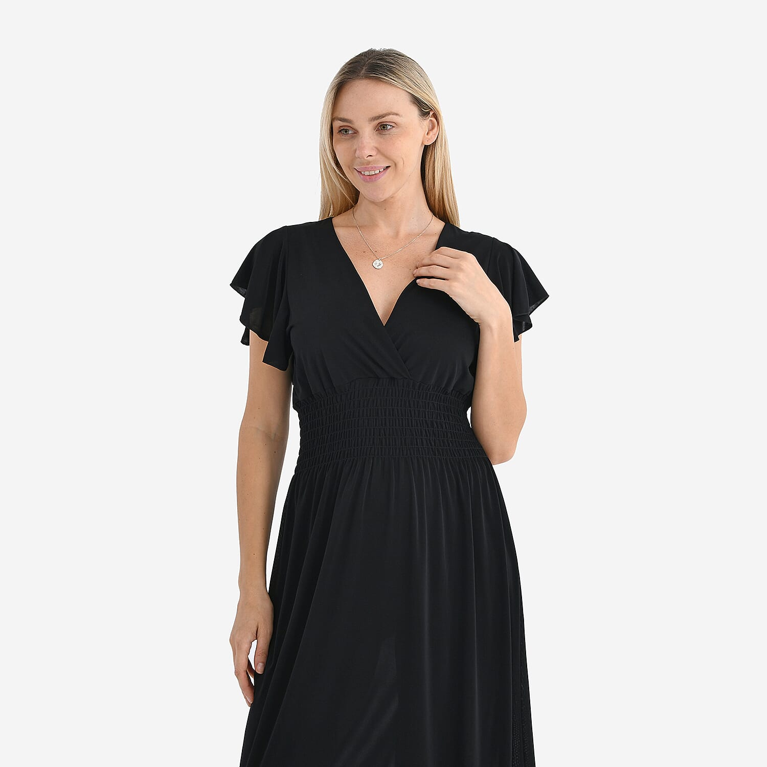 Tamsy Flutter Sleeves Smocked Midi Dress 8102519 5