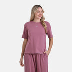 Tamsy Stylish Relaxed Fit Co-Ord Set with Wide-Leg Trousers (Size L) - Mauve