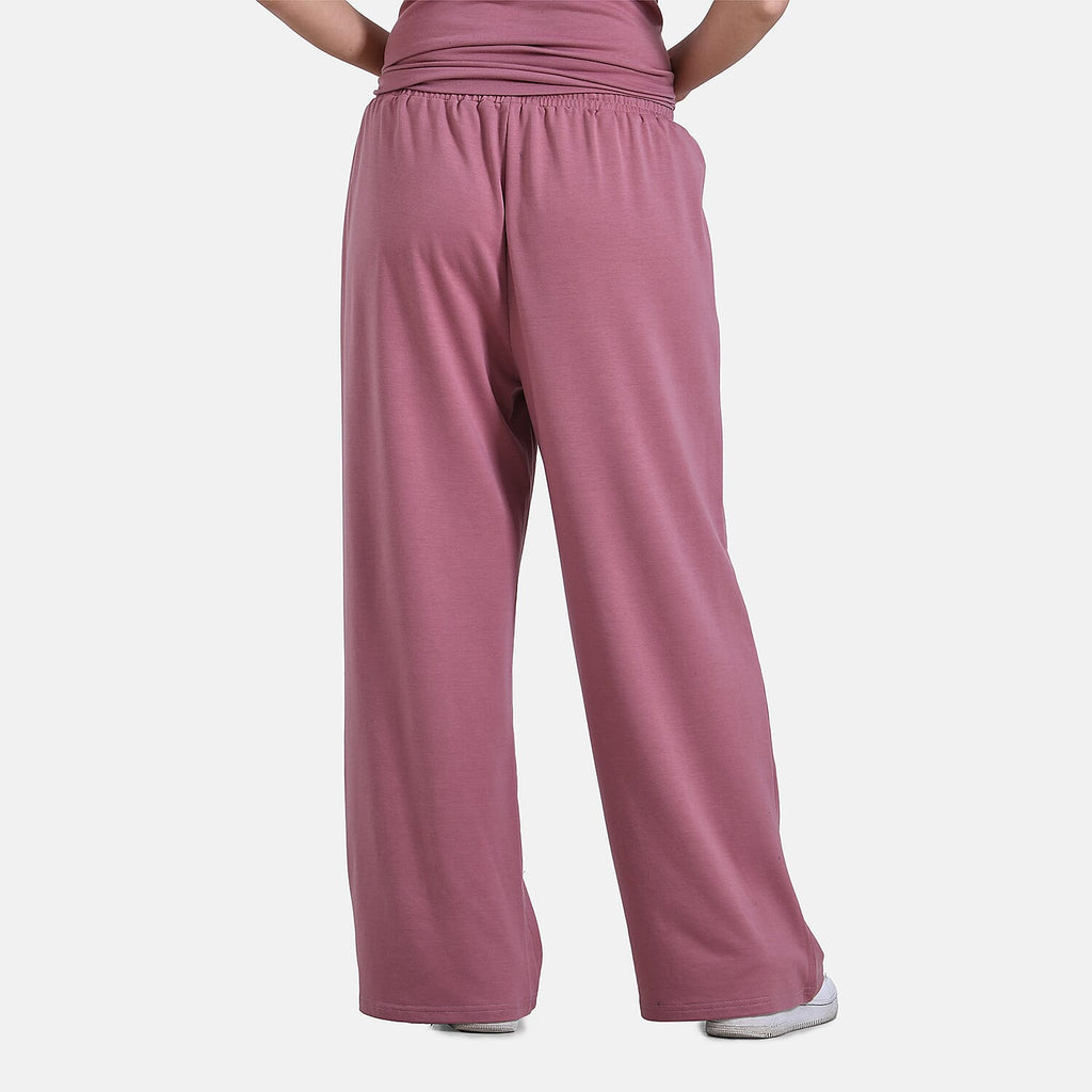 Tamsy Stylish Relaxed Fit Co-Ord Set with Wide-Leg Trousers (Size L) - Mauve