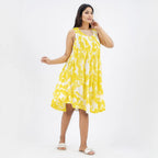 TAMSY 100% Viscose Umbrella Dress (Size - One Size) - Yellow