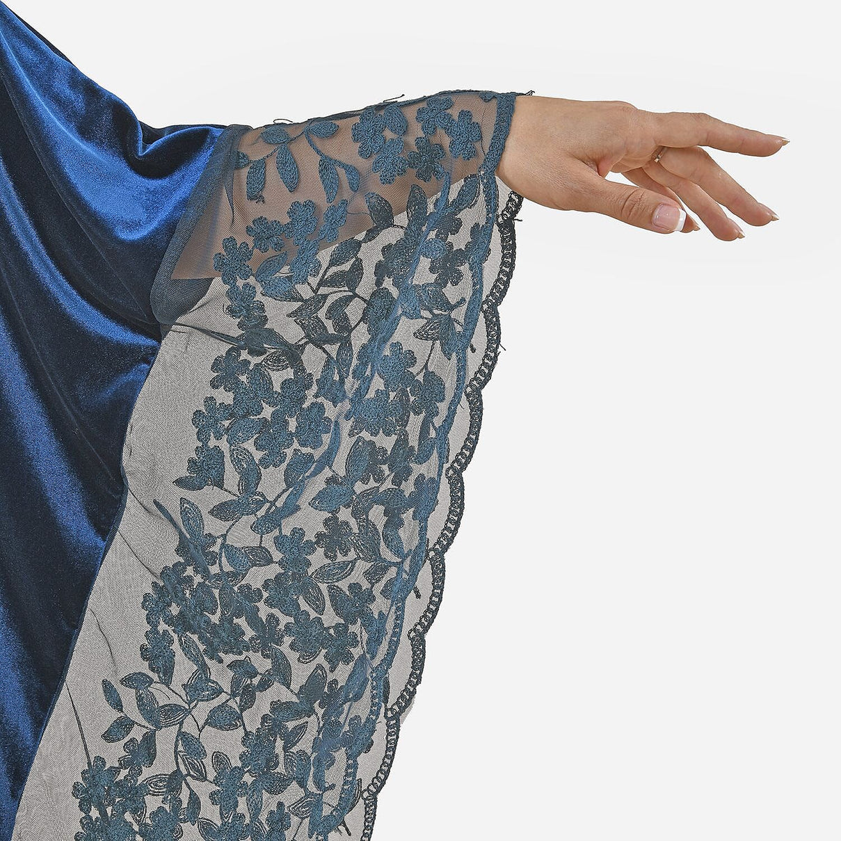 Tamsy Velvet Lace Trim Kaftan Maxi Dress - Teal 8834021 4