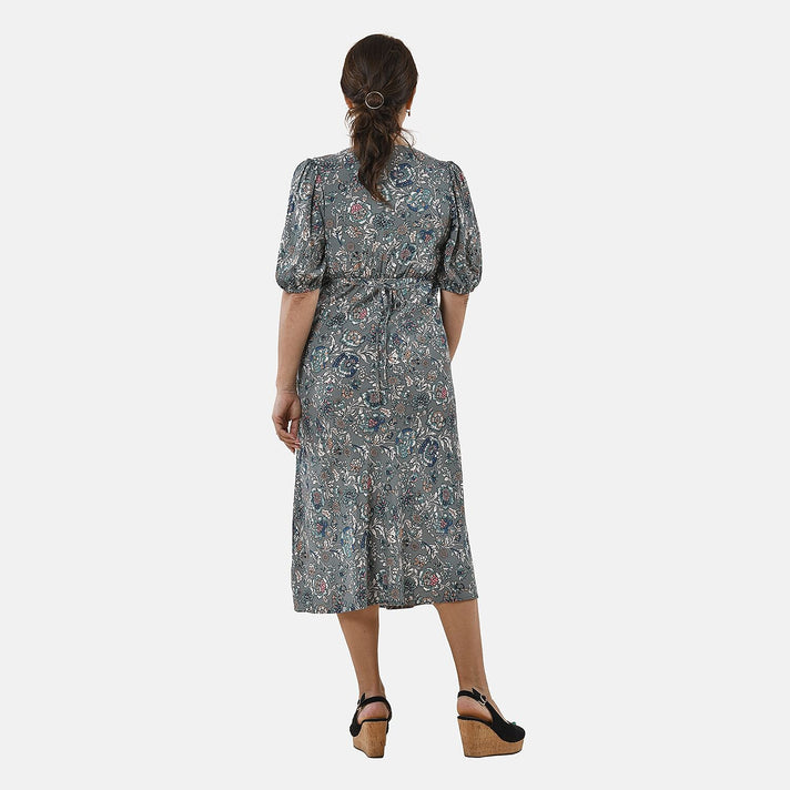 TAMSY Floral Pattern Lace Trim Dress - Green and Multi 7523342 2