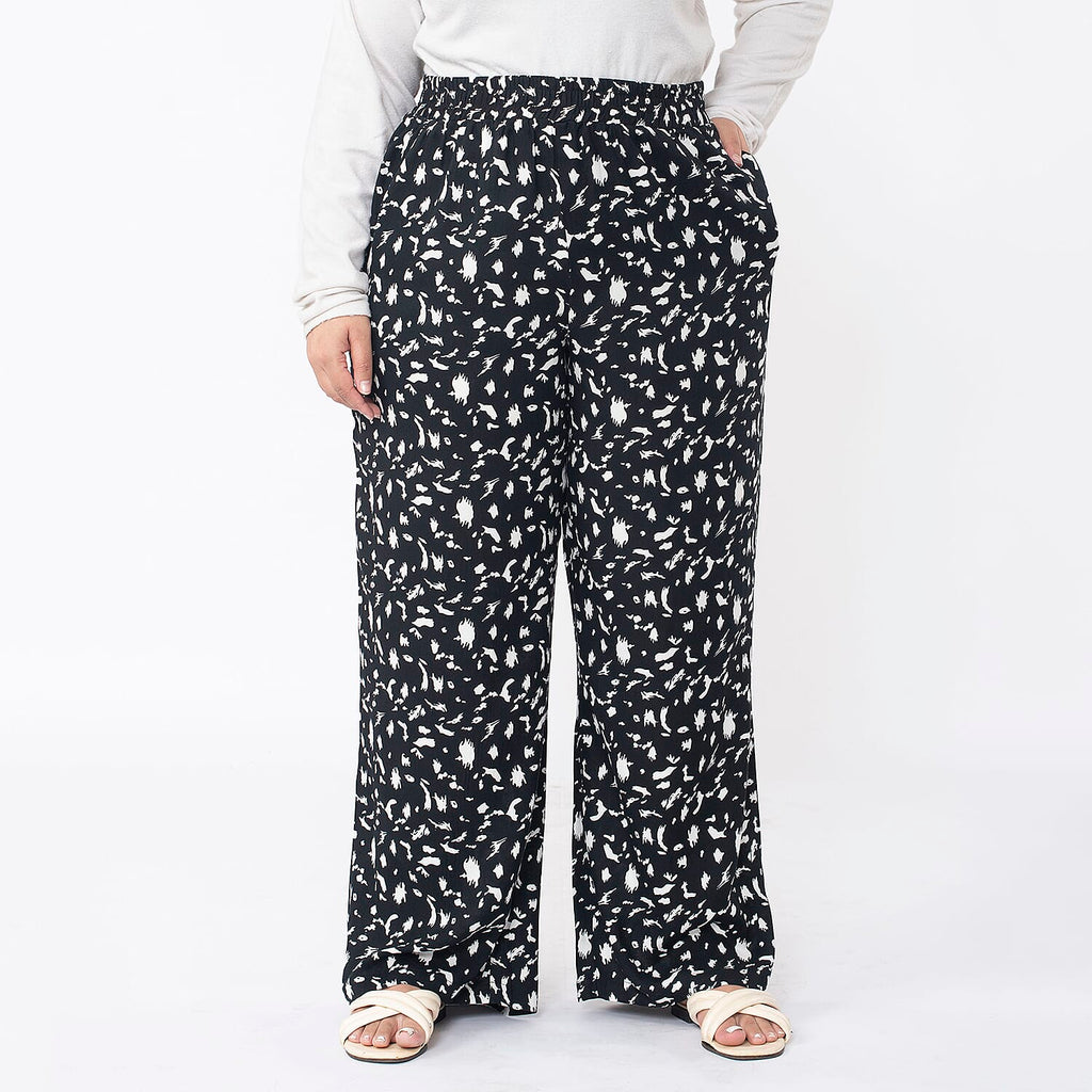TAMSY Animal Print Trousers (Size M 12 - 14) - Grey