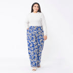 TAMSY Big Floral Pattern Trousers (Size M 12-14) - Blue