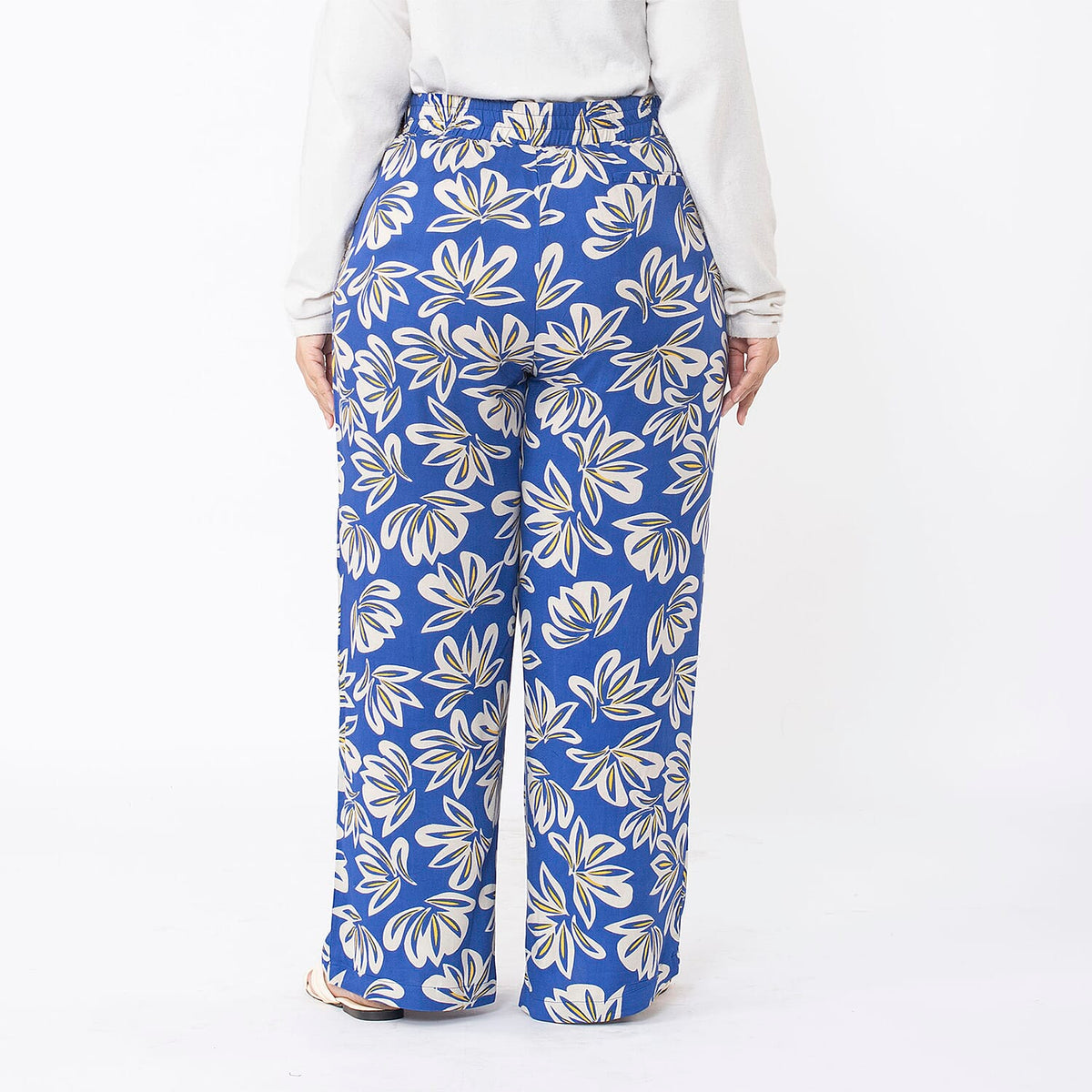 TAMSY Big Floral Pattern Trouser (Size L 16-18) - Blue 7644956 2