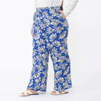 TAMSY Big Floral Pattern Trousers (Size M 12-14) - Blue