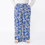 TAMSY Big Floral Pattern Trousers (Size M 12-14) - Blue