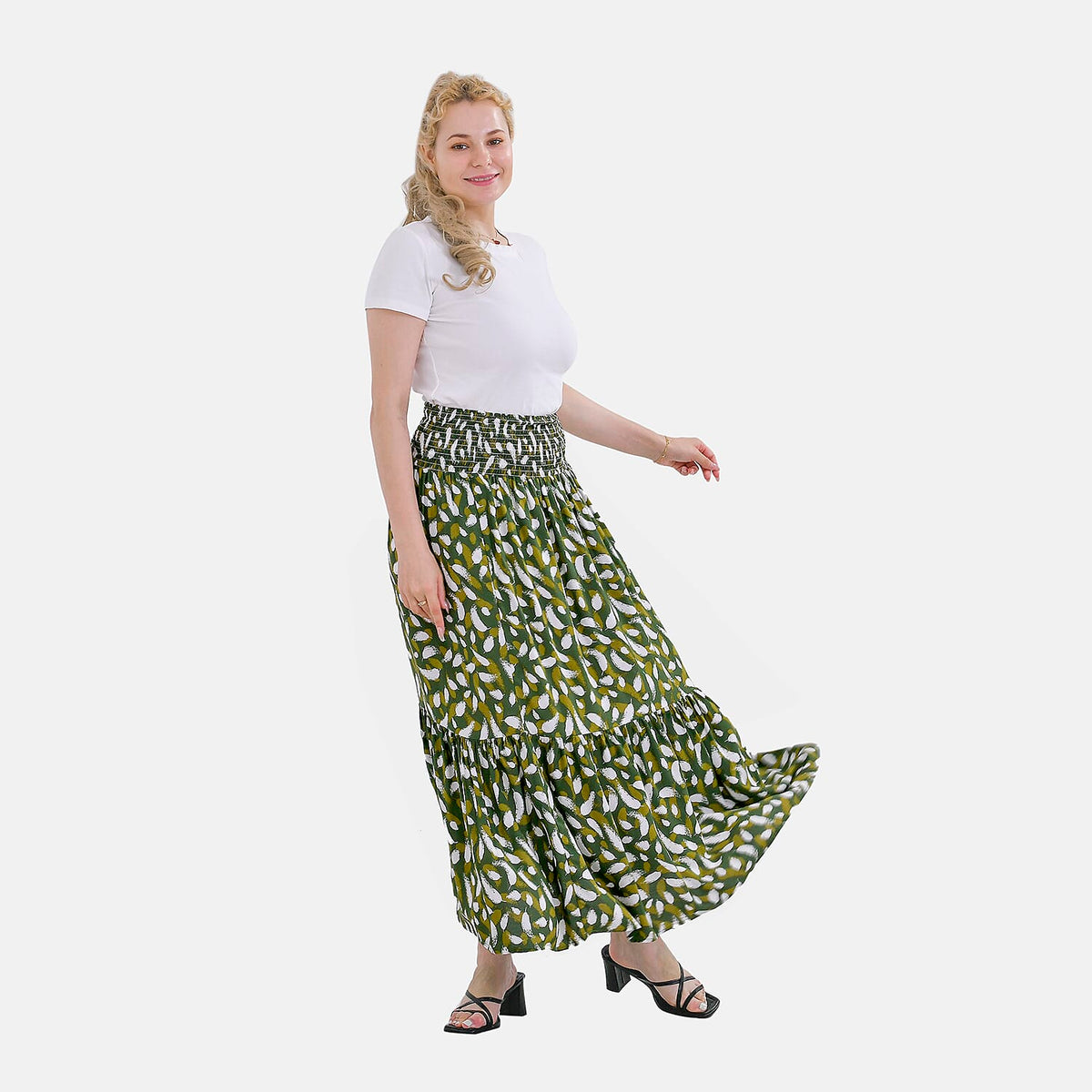 TAMSY Elastic Waist Summer Floral Maxi Skirt - One Size 7750502 0