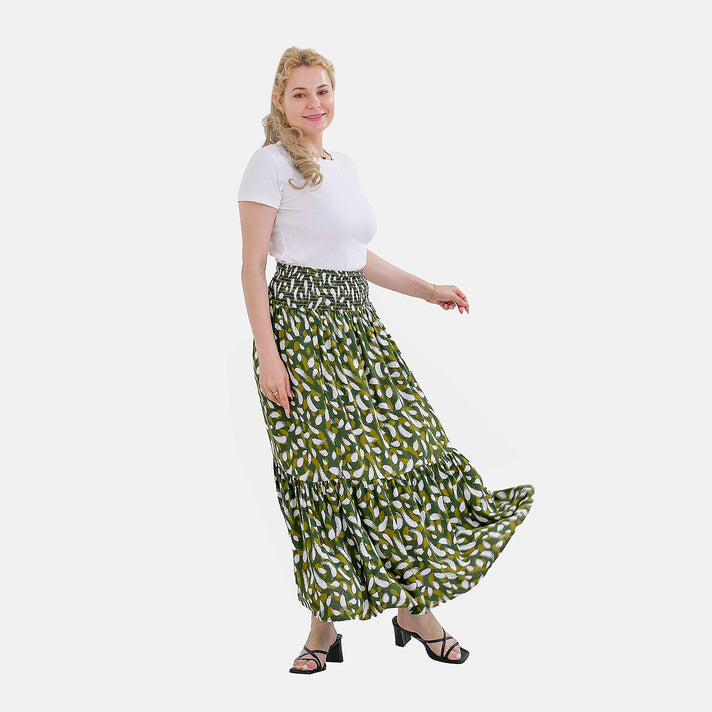 TAMSY Elastic Waist Summer Floral Maxi Skirt - One Size 7750502 1