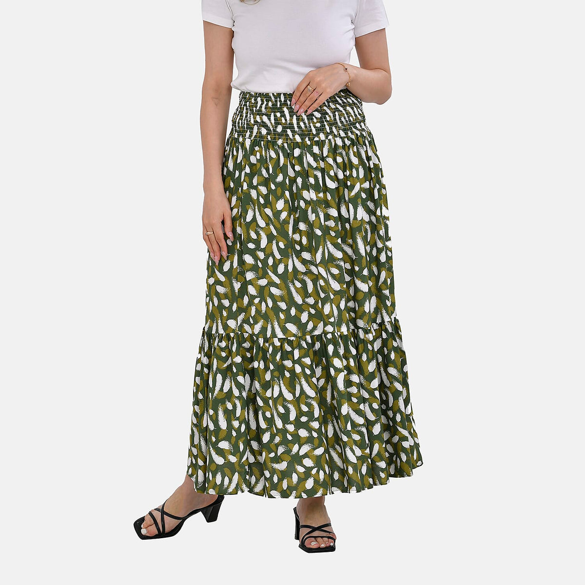 TAMSY Elastic Waist Summer Floral Maxi Skirt - One Size 7750502 4