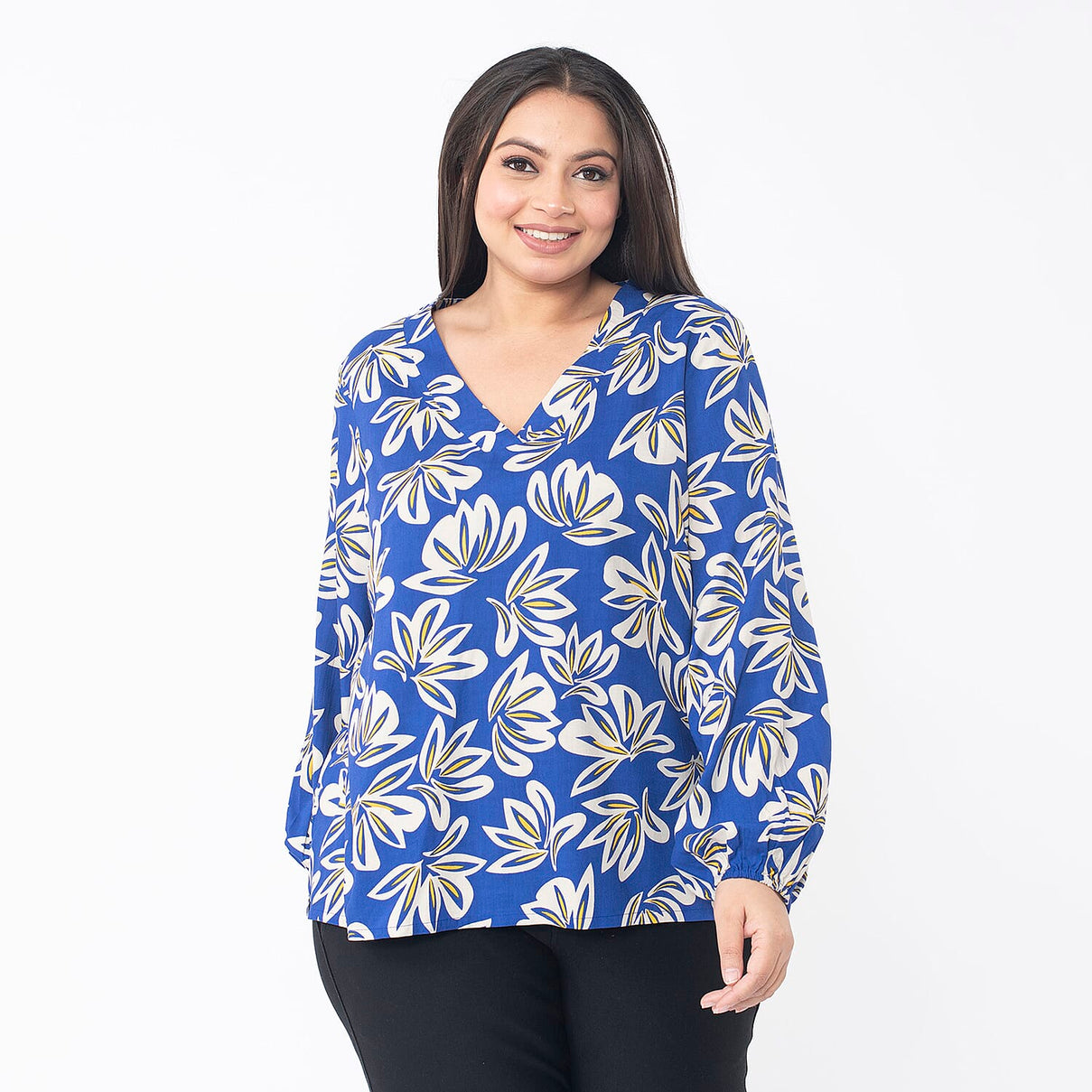 TAMSY Printed V-Neck Full Sleeve Top with Elasticed Cuffs 7639165 4